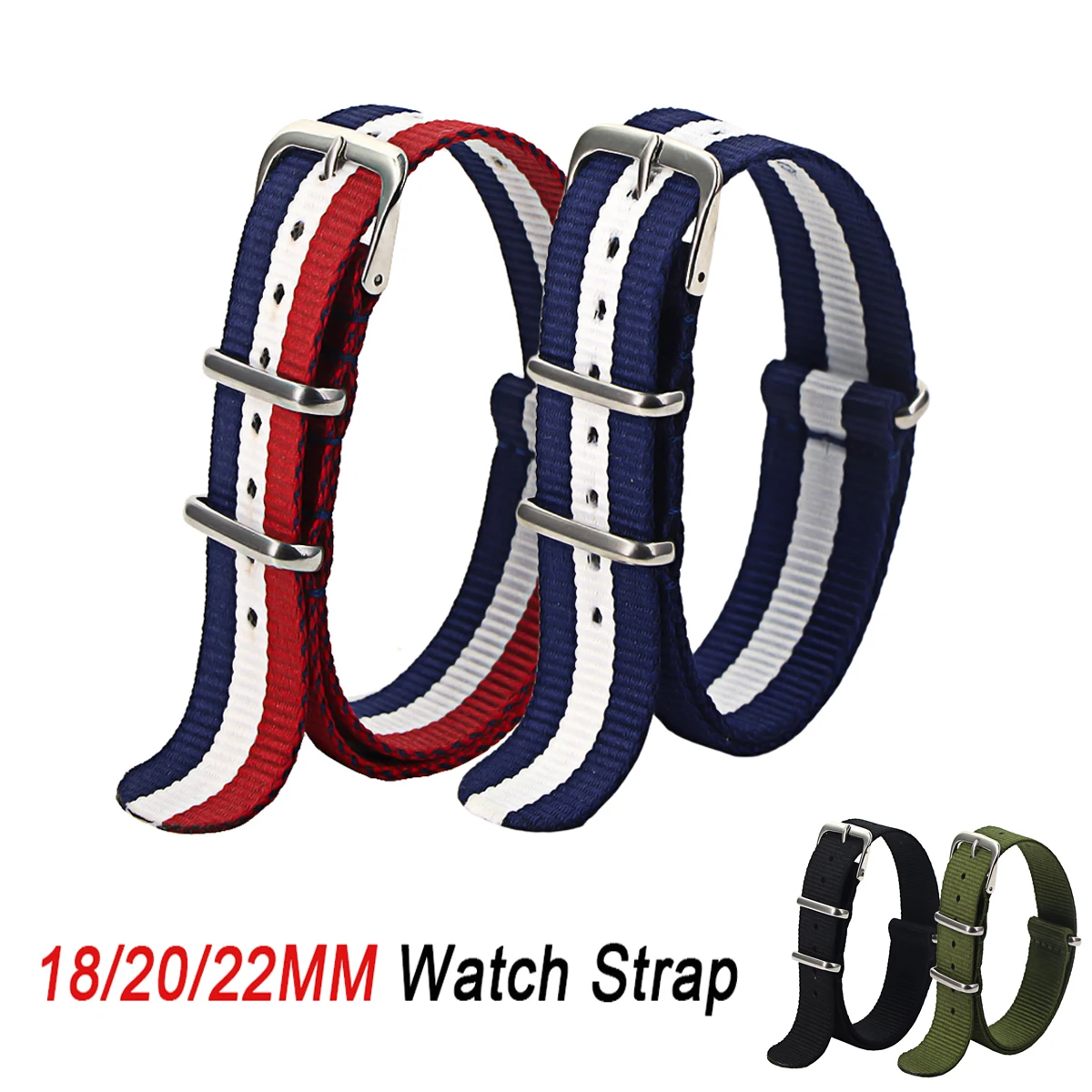 Elegante Cinturino In Nylon Con Schema Di Colori 18Mm 20Mm 22Mm Cinturino Nato Impermeabile Per Accessori Per Bracciali Con Cintura Sportiva Premium S