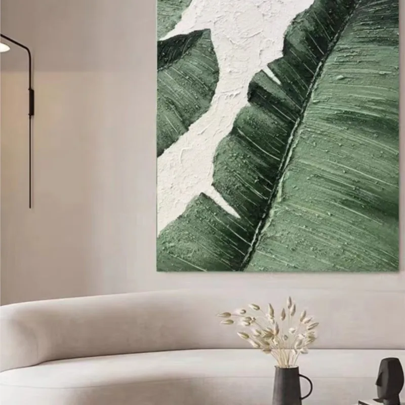 

Handmade Painting Xiaoxiangfeng Large Living Room Decorative Art Japanese Banana Leaf Entrance