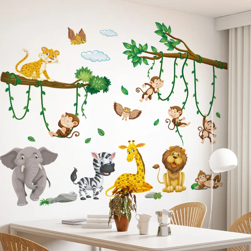 Cartoon Decals Childrens Room Cartoon Zoo Monkeys Wall Stickers