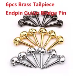 6 broches de pont en métal pour guitare acoustique, en laiton, tête de mort, tête de mort pour cordes de guitare 