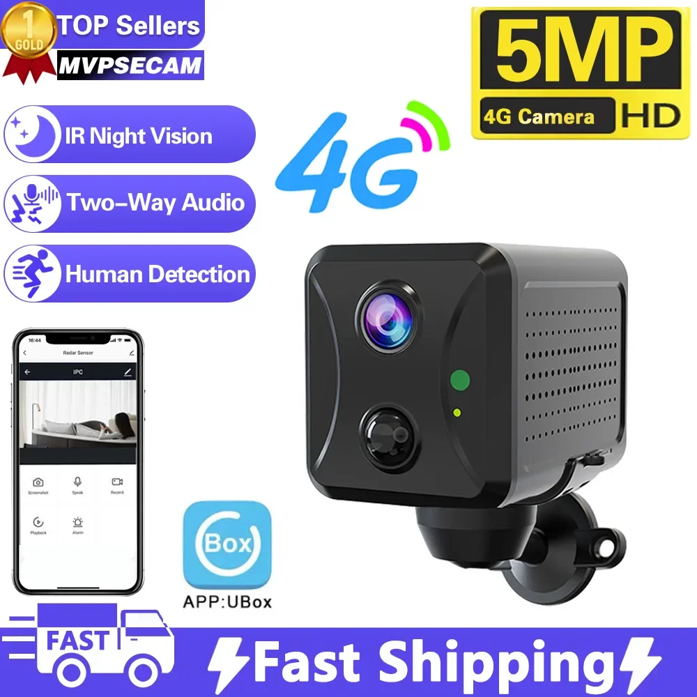 4G Sim Card 5Mp Mini Telecamera A Pannello Solare Rilevamento Pir Esterno Sicurezza Cctv Batteria Ricaricabile Wireless Cam Standby A Lungo Termine