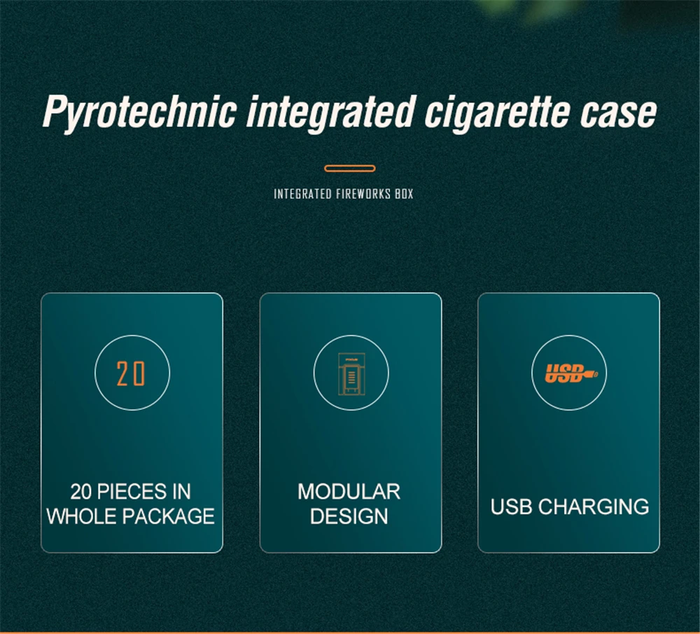 Description Picture 3 of itemNew Creative Portable USB Rechargeable Lighter Cigarette Case Windproof Cigarette Lighter 20 Cigarette Cases Smoking Accessories
