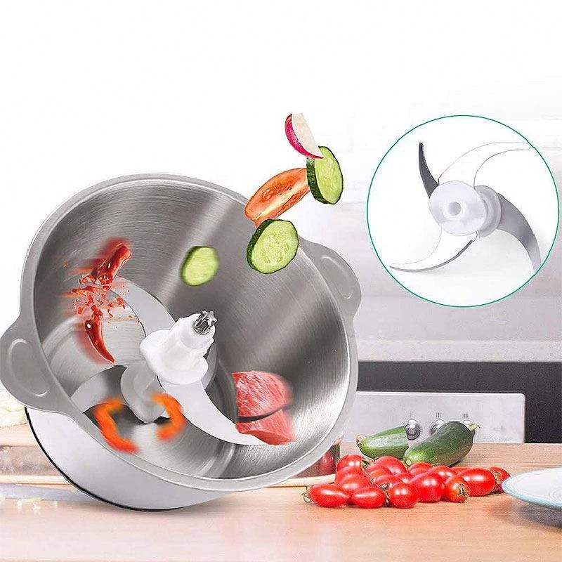 Electric Meat Grinder 2L Cutting Vegetable Garlic Paste Crusher Slicer Food Processor Household Meat Grinder 400W Cooking Machin 3