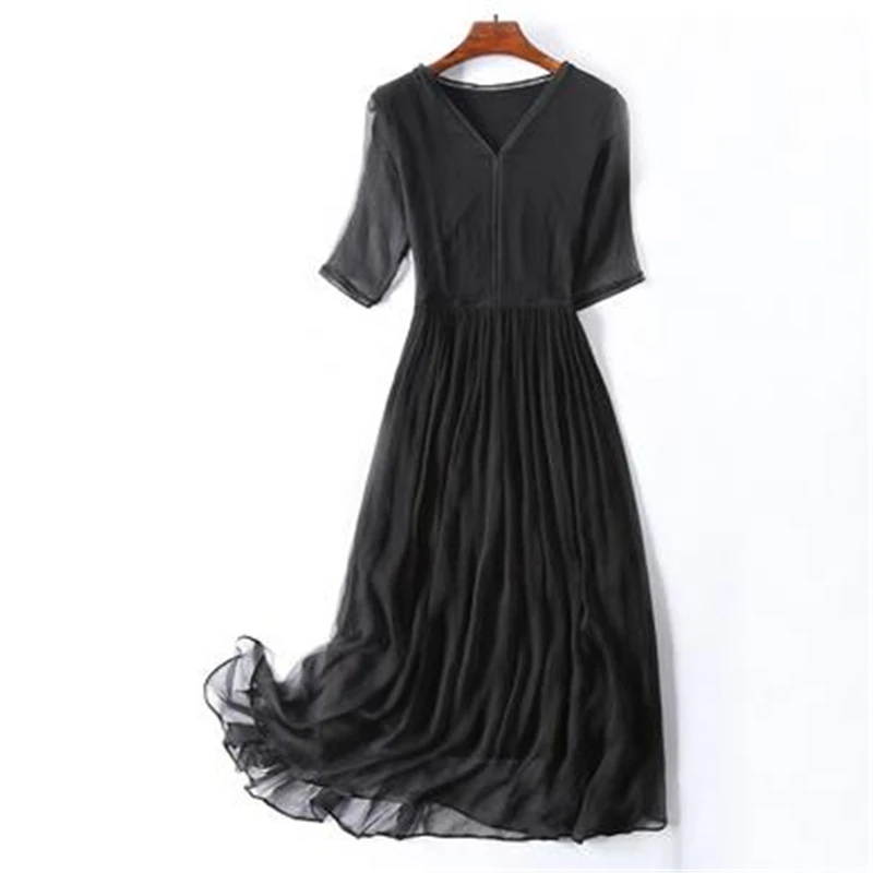 

Женские летние платья из 100% шелка, женское шелковое платье со складками, женское шелковое платье с асимметричным узором, женское дышащее шелковое платье