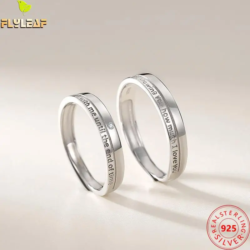 

Platinum Plating Love Vows Couple Ring For Women Men Real 925 Sterling Silver Romantic Zircon Wedding Rings Fine Jewelry 2022