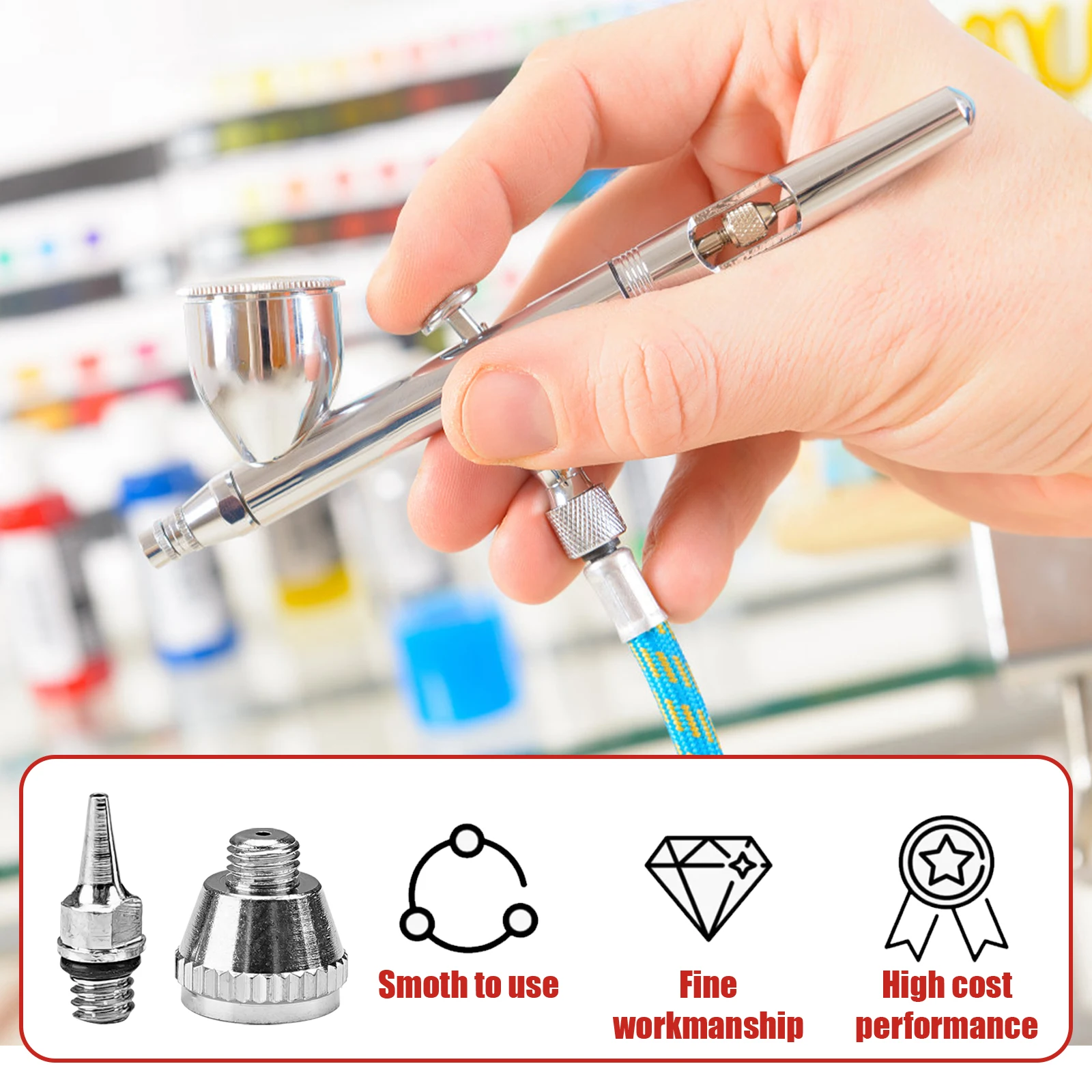 3pcs set 0.2/0.3/0.5mm Airbrush Nozzle Needle Airbrushes Spray Gun Spraying Paint Sprayer Replacement parts Tool Accessories 5