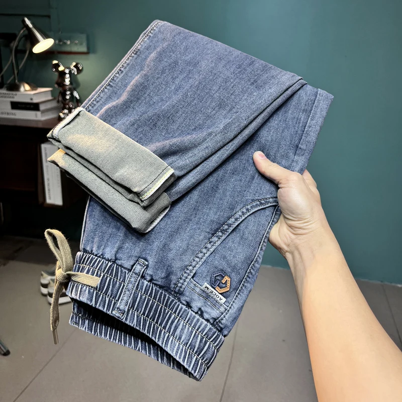 Summer Thin Stretch Jeans Men's Ninth Pants 2024 New Slim Fit Skinny Elastic Trend Comfortable All-Matching Long