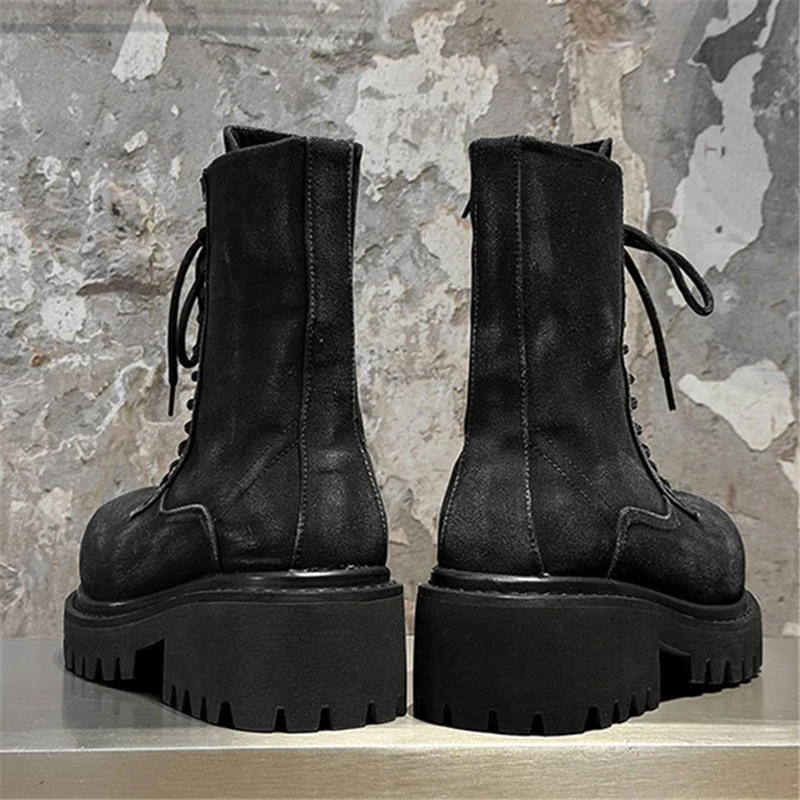 Luxury Designer Thick Sole Shoes Platform Chunky Heels Men Boots