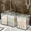 1 Piece Acrylic Cotton Swab Box with Lid Bathroom Makeup Cotton Makeup Brush Storage for Cotton Swab Makeup Cotton Cosmetics, Dental Floss 1