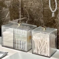 1 Piece Acrylic Cotton Swab Box with Lid Bathroom Makeup Cotton Makeup Brush Storage for Cotton Swab Makeup Cotton Cosmetics, Dental Floss 1