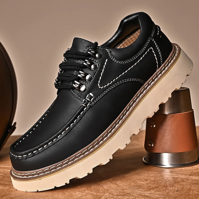 Brand's New Men's Fashionable Lace Up Thick Soled Wear-resistant Workwear Shoe Outdoor Comfortable Anti Slip Casual Sports Shoes 5