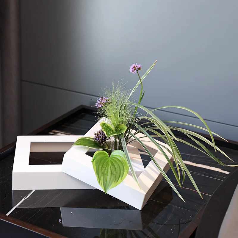 Japanese Ikebana Plastic Plant Arrangement Tools, Photo Frame Flower Pot, Wall Hanging, Living Room, Desktop 6