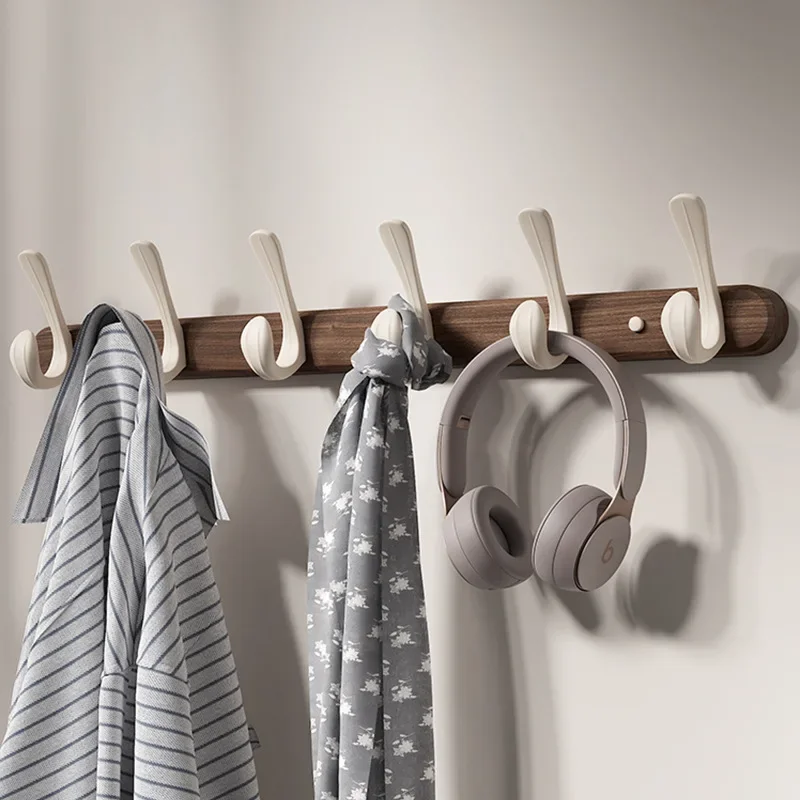 Solid Wood Wall Hanging Hooks Fitting Room Coat Rack Entrance Hall Clothes Hat Towel Hanging Hooks No Punching