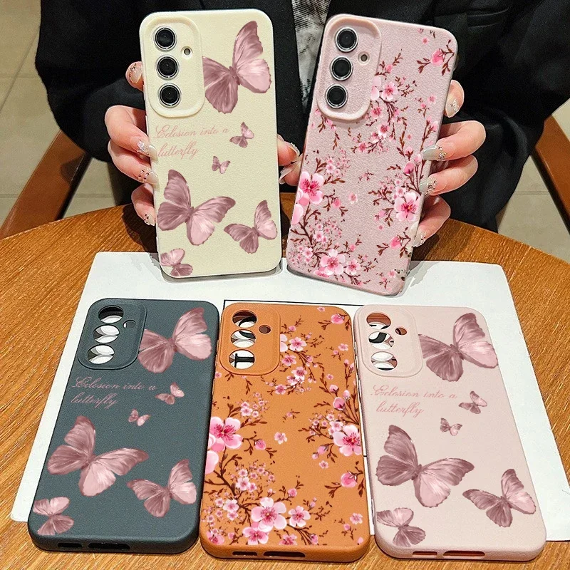 Elegant Flower Butterfly Leather Candy Phone Case Cover