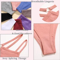 String taille basse en coton pour femmes, sous-vêtements sexy SecExamen, culotte élastique évidée, string sans couture, slip respirant, lingerie 5