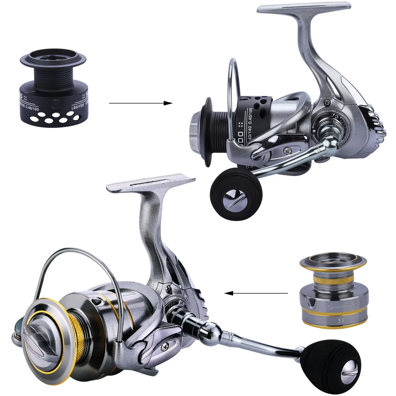 Cheap SOUGAYILANG Fishing Reels 13+1BB Spinning Reel 1000-5000 Size Carp  Fishing Reel Freshwater Saltwater Fishing Gear