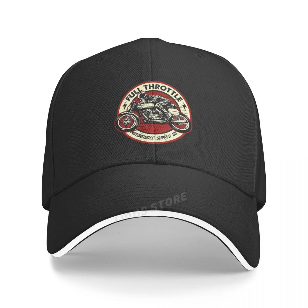 

Full Throttle Cafe Racer Rockabilly Biker Baseball Cap Outdoor Riding Hats Breathable Unisex Cotton Snapback Hat