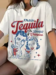 Vintage Tequila Retro Graphic Tee - Cute & Funny Unisex Short Sleeve Top - XS (White)