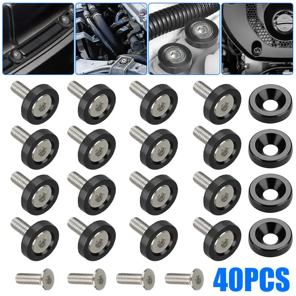 40 Pz Billet Alluminio Parafango Paraurti Rondella Bullone Motore Bay Vite Dress Up Kit M6 X 20Mm Bulloni Accessori Auto