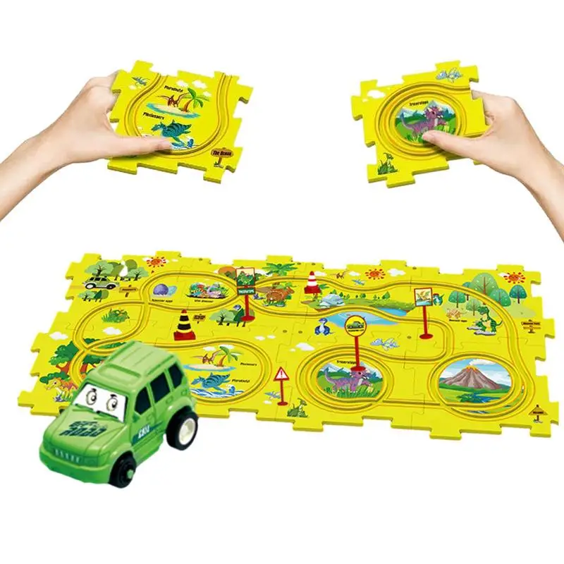 

Car Track Building Toys Educational Toy Car Building Track Play Set Reusable Construction Race Tracks Toys For 3 Year Old Boys
