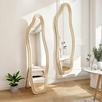 Comanlai 140x45 см волнистое напольное зеркало для ванной комнаты, зеркало всего тела для гостиной, зеркало в полный рост, настенное зеркало, стоящее зеркало — изображение 4