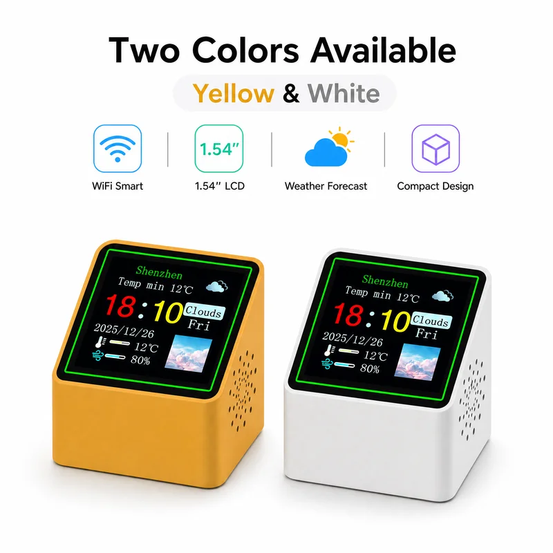 Desk Accessories Clock, Smart Wifi Station, Display Weather, Temperature, Humidity, Time, Alarm Top Electronic, Type-C Min DC 5V