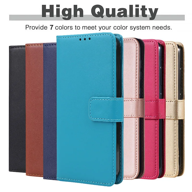 Magnetic Flip Leather Wallet Case with Solid Color and Skin Feel Finish