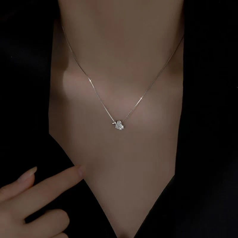 Sterling Silver Heart Pendant Necklace - Romantic Charm Jewelry for Women