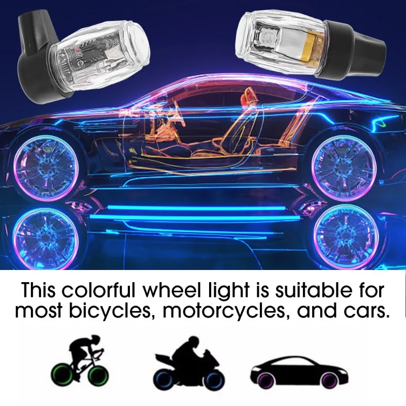 LED Colorful Wheel Lights Car Tire Valve Caps Neon Light Bulb Motorcycle Bicycle Valve Cover Motorcross Decorative Lamp motorcycle led lights,bicycle led valve cap light