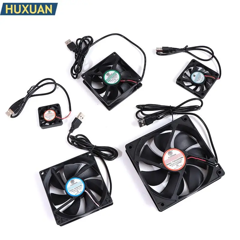 USB 브러시리스 슬리브 베어링 CPU 냉각 팬 쿨러, 컴퓨터 PC용, DC 5V, 4cm x 4cm, 6cm x 6cm, 8cm x 8cm, 9cm x 9cm, 12cm x 12cm
