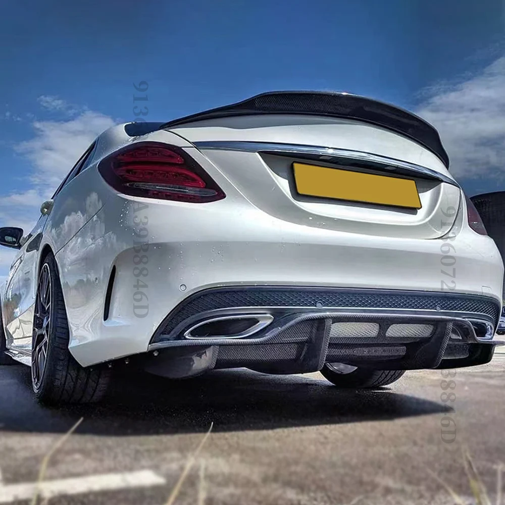 Cuztom Tuning Fits for 2015-2020 Mercedes Benz W205 C-Class Sedan & C63 C43  AMG B Style Carbon Fiber Trunk Spoiler Wing