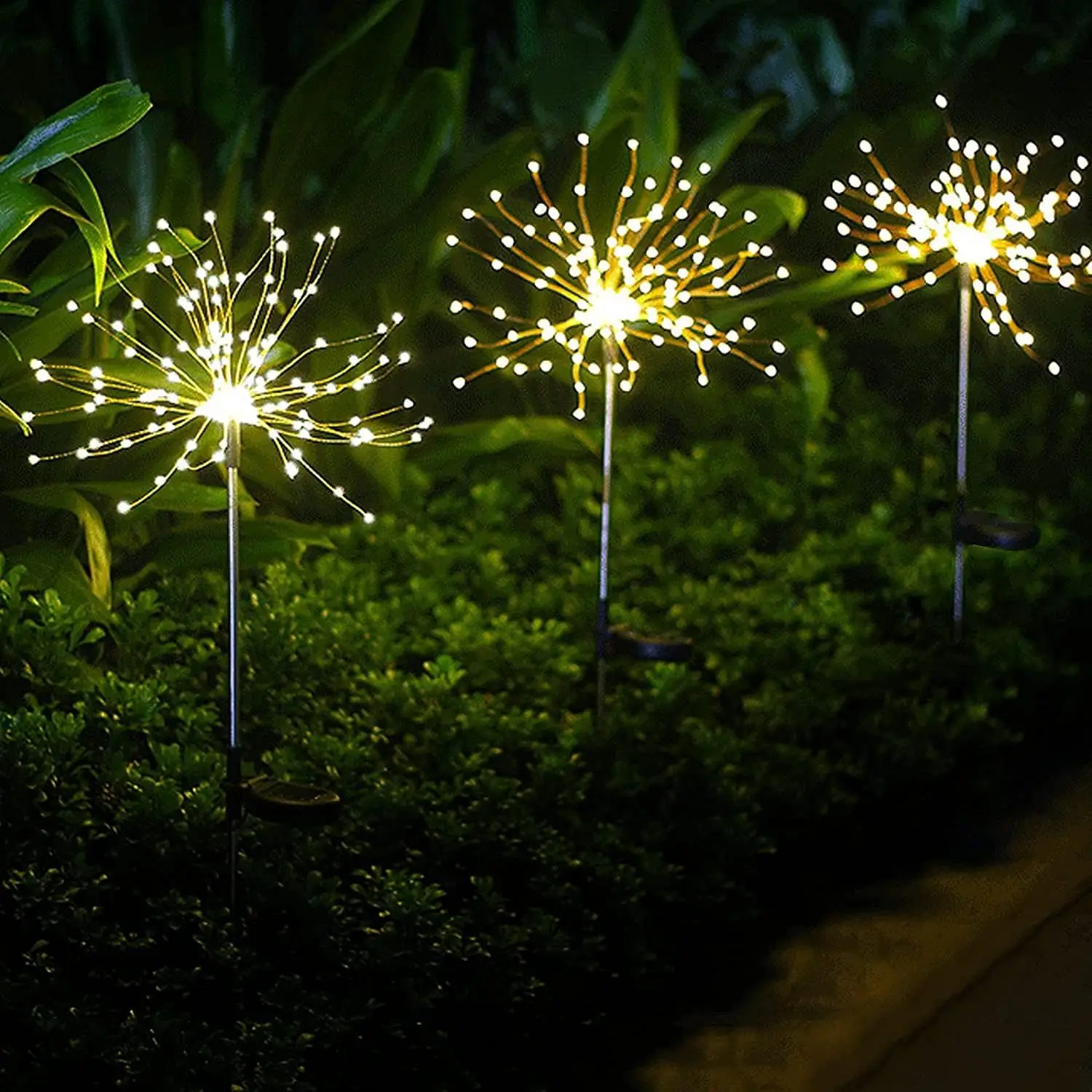 8 Lighting Modes Solar Garden Lights,Firework Lights 2 Pack Waterproof Decorativ