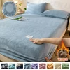 Velvet Thermal Mattress Cover Plush Sheet Elastic Mattress Cover Fluffy Velvet Fleece Bed Linen Couple Double Bed King Size 1