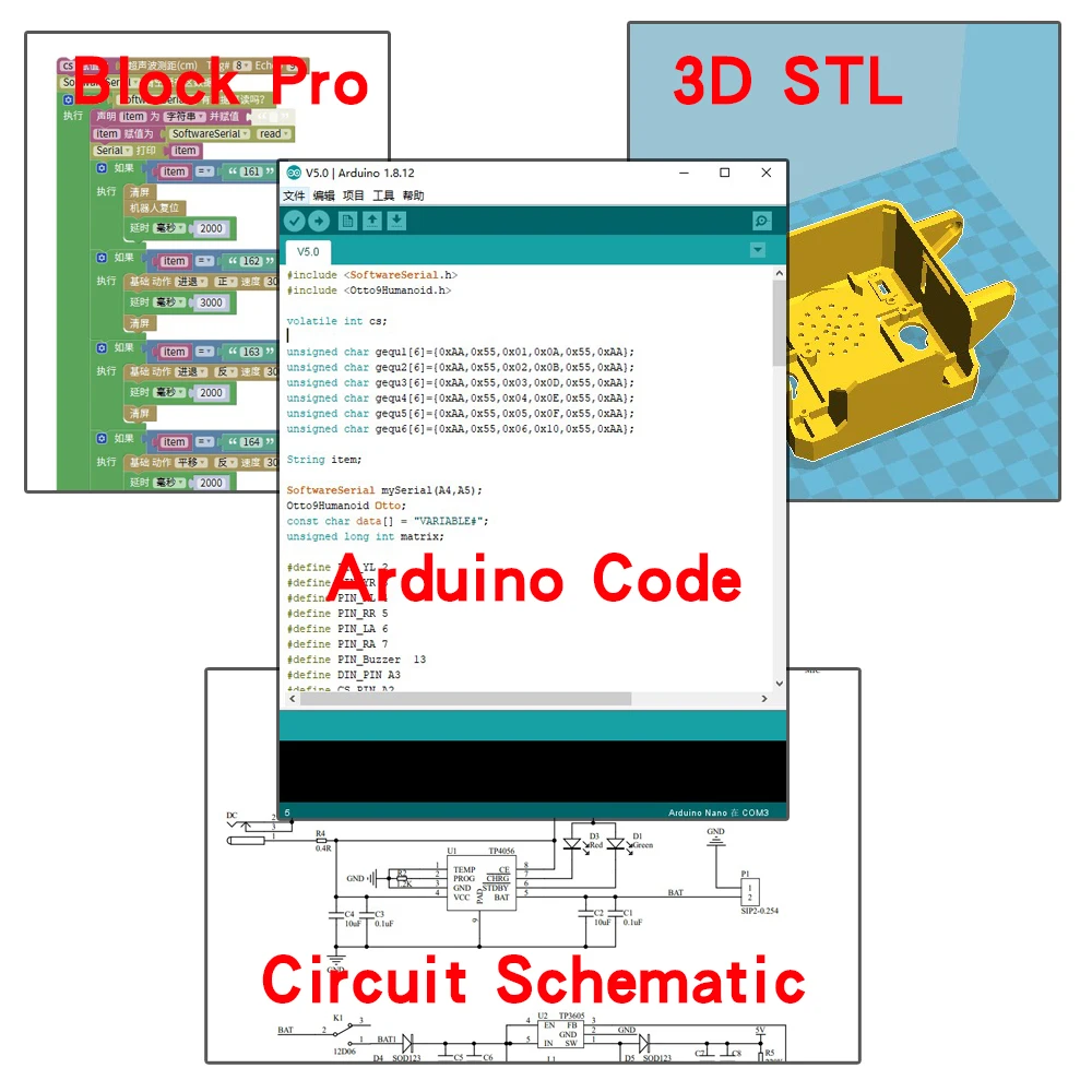 controle de voz otto robô para arduino diy kit presentes caule brinquedos educativos fabricante projeto open source