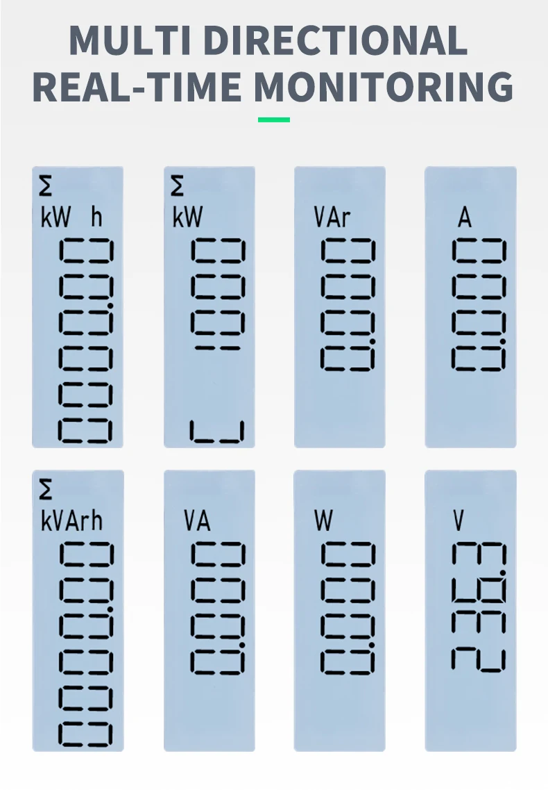 DIN-Schienen-Energieverbrauch Multifunktions-Wattstundenzähler 100 A RS485 MODBUS RTU 230 V SDM120 V A PF Hz – Detail 2