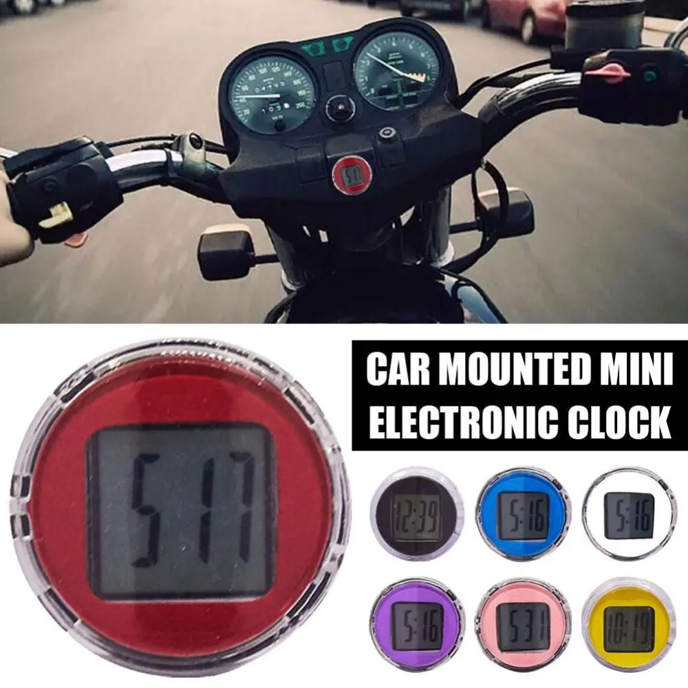 1Pc Mini Waterproof Motorcycle Bike Sticky Digital Display Clock Watch Motorcycle Decoration Auto Car Interior Accessories digital display clock