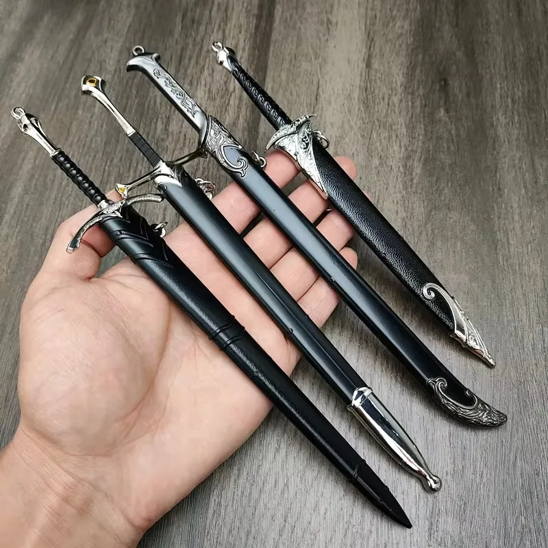 22cm Glamdring Aragorn Narthil Sword Elves Anduril Middle-earth Weapon Metal Katana Samurai Sword Keychain Ornament collections 2