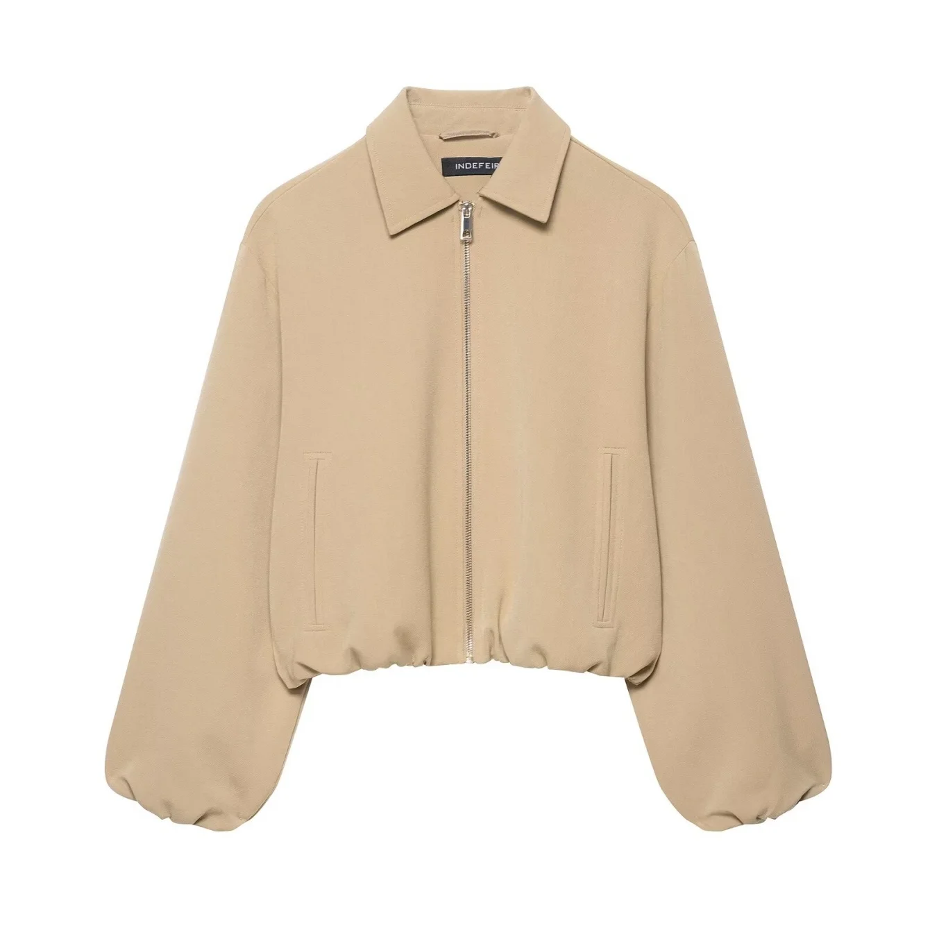 Women Short Jacket Coat Autumn And Winter Solid Color Long Sleeve Zipper Puffy Loose Jacket Fashion Versatile Jackets Streetwear