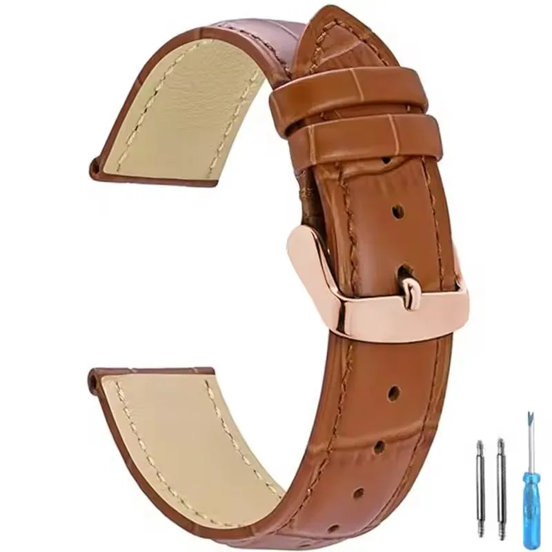 Premium Universal Leather Watch Strap for Men and Women - Elegant Replacement Watchband