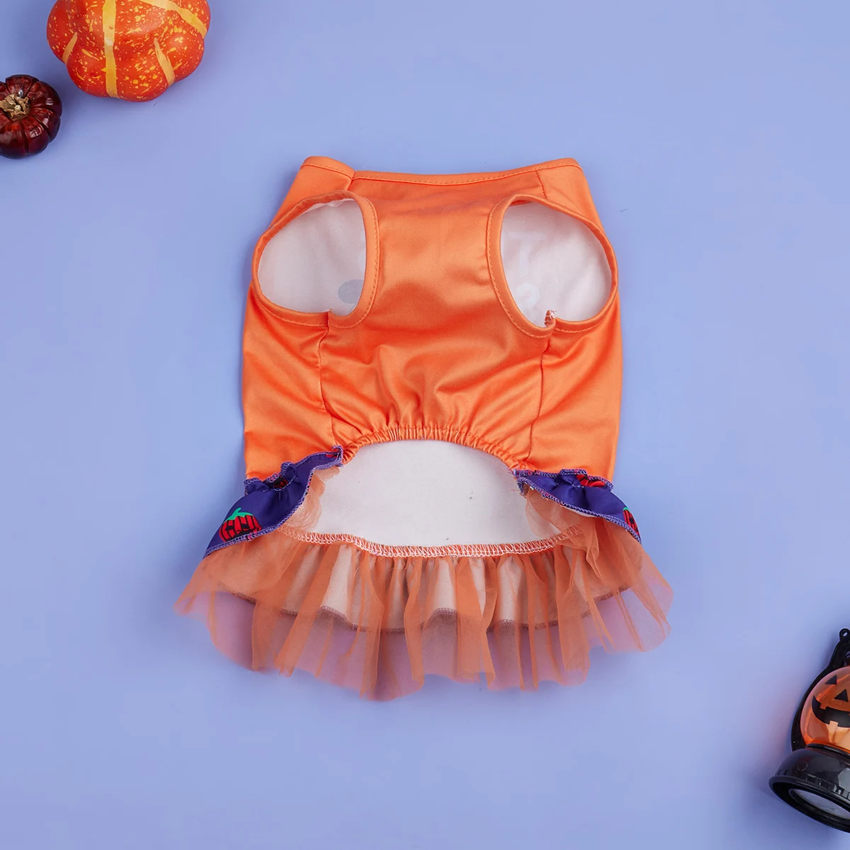 Halloween Puppy Dresses Dog Dress for Small Dogs Costume Pumpkin and Ghost Printed Puppy Clothes with Ruffle Tulle Doggie Party