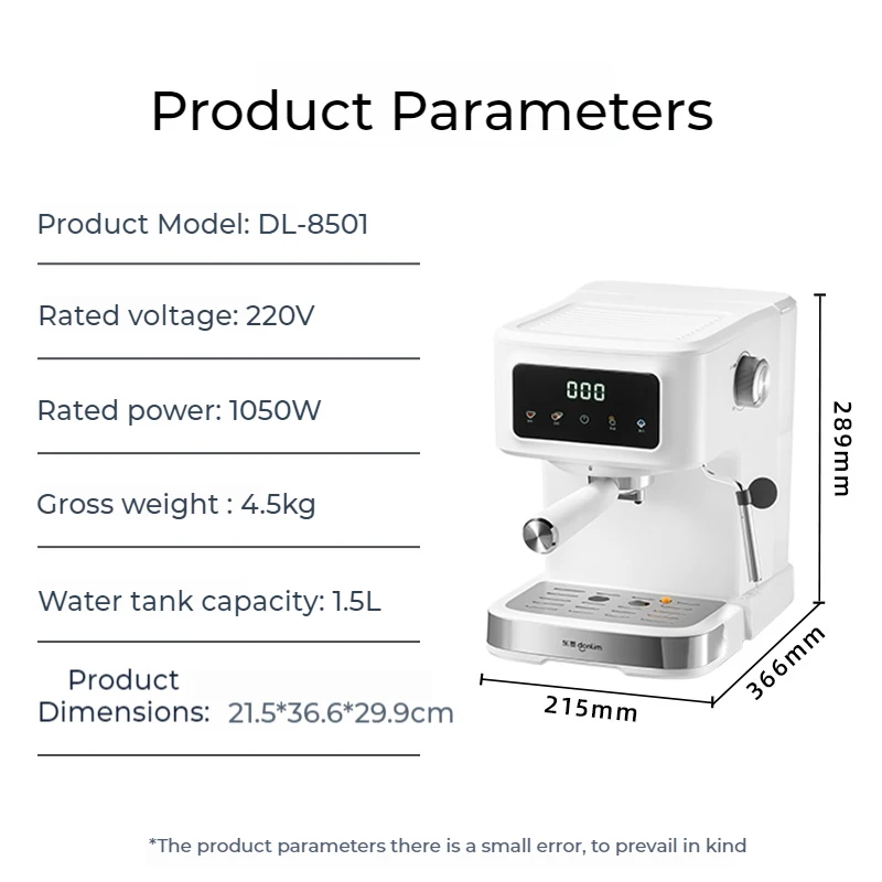 Espresso Machine 220v 15Bar Home Use Touch Screen Semi-automatic Coffee Machine