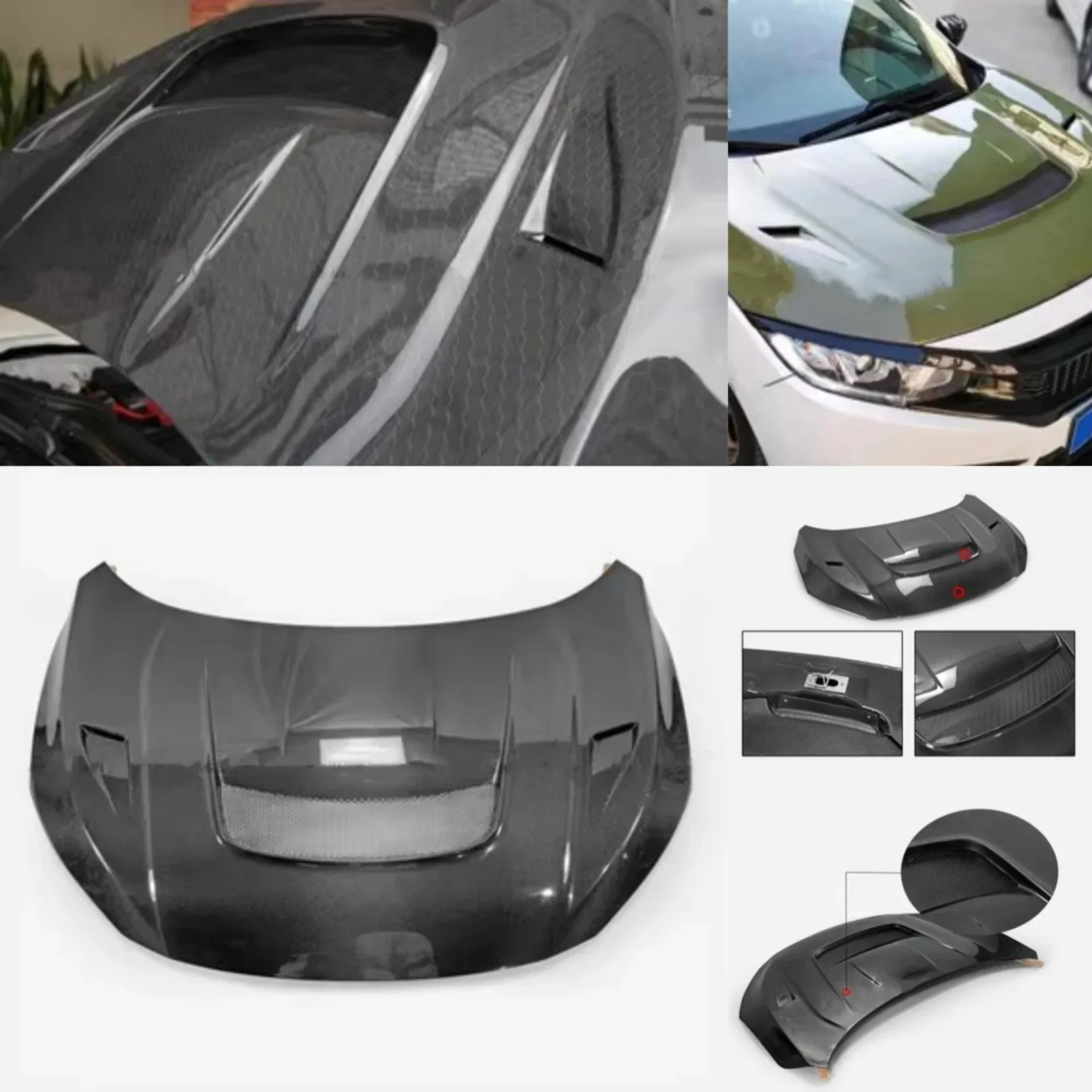 Carbon Fiber Engine Cover Resin Hood for Honda Civic FK8 Type R Hood ...