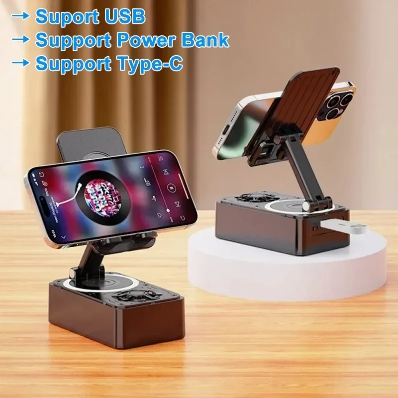 New Bluetooth Speaker with Cell Phone Holder Stand Adjustable Desktop Live Lazy Tablet Bracket Support Portable Wireless Speaker