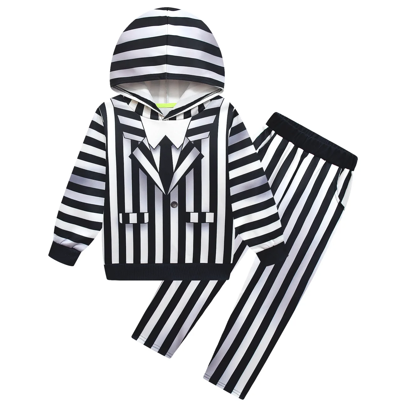 thumbnail image 1 of Disfraces de Halloween COS Disfraz de B-Beetlejuice2 Disfraz de Cosplay para Niños Disfraz de Mago del Inframundo Trajes de Rayas para Niños Uniforme de Actuación, 1 of 5