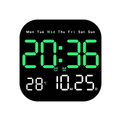 Sleek LED Alarm Clock with Large Display & Remote Control for Home and Office Decor (Green)