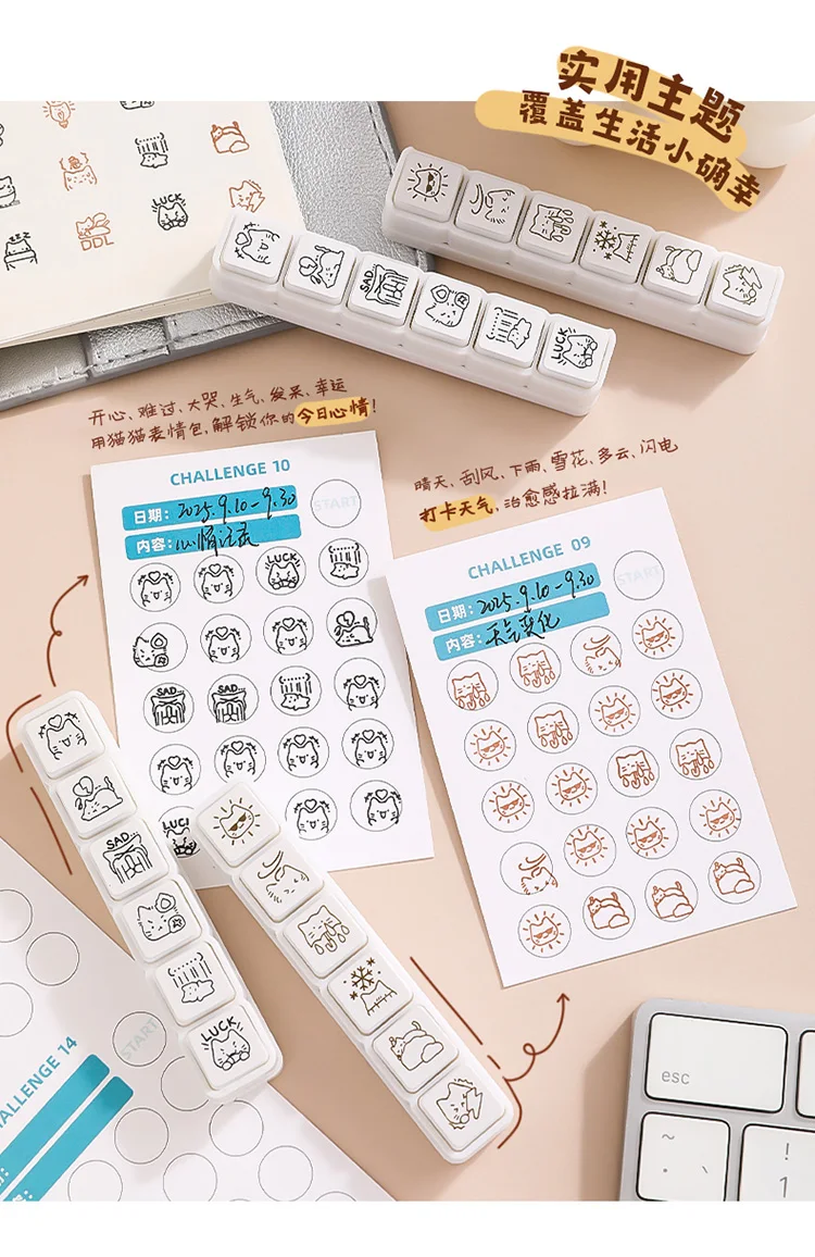 Journal GO Süße Katze Emoji Stempel für Collage Junk Journaling Planer Stempeln DIY Scrapbooking Dekor Schönes Kätzchensiegel – Detail 4