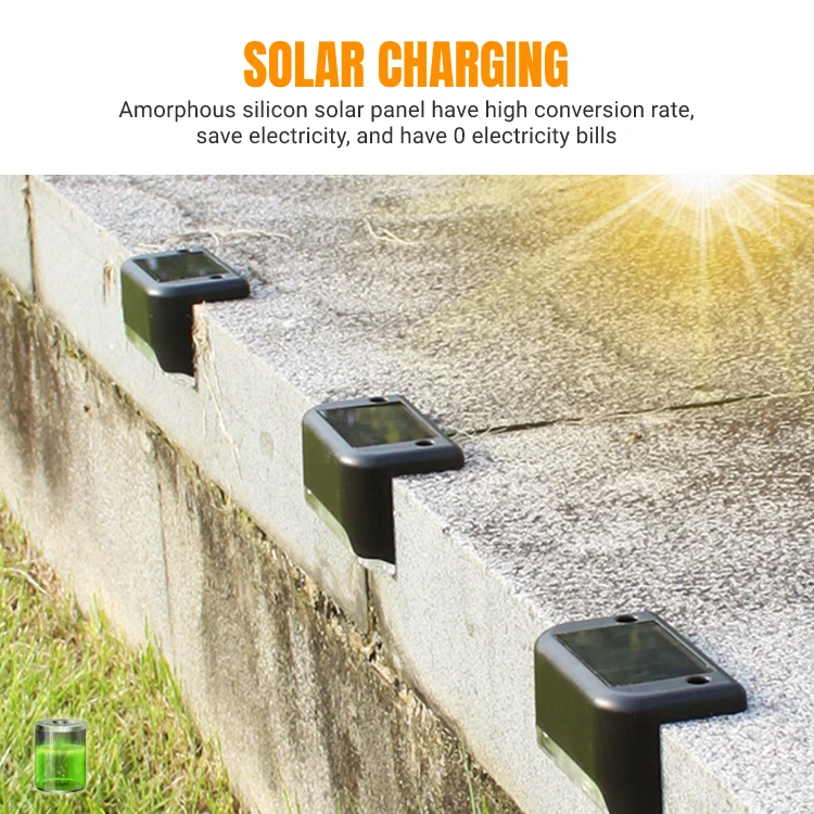 Description Picture 4 of item12Pack LED Solar Stair Light Lamp IP65 Waterproof Passage Courtyard Guardrail Step Night Light for Outdoor Garden Terrace Fence