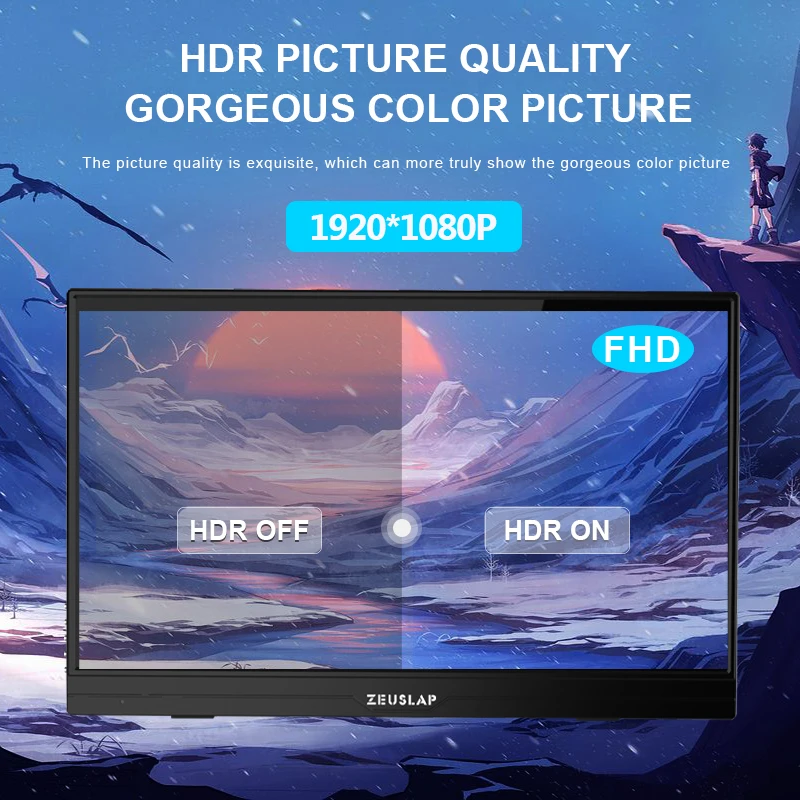 ZEUSLAP HDMI ȣȯ ޴ , ޴ Ʈ ̴ PC ġ PS4 Xbox IPS Ǯ HD ÷, 15.6 ġ 1920x1080P