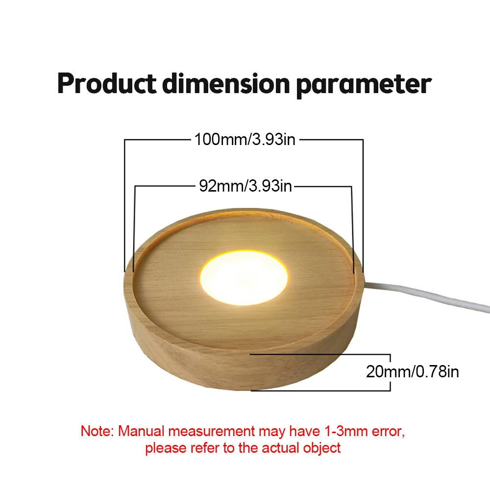 Round Wooden LED Light Base Rotating Display Stand Night Lamp Base