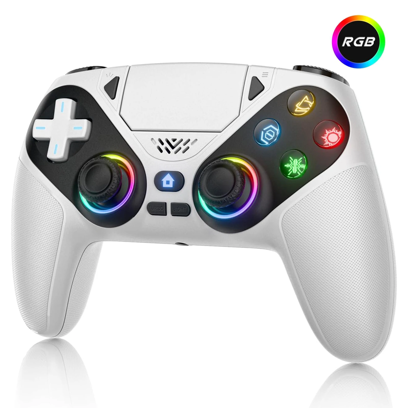 ตัวเลือกสินค้า จอยเกมไร้สาย RGB สำหรับ PS5 พร้อมฟังก์ชัน Turbo และ Marco